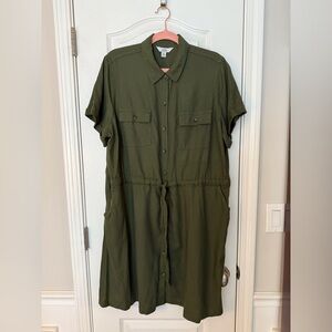 Croft & Barrow SS Olive Shirt Dress Sz XXL